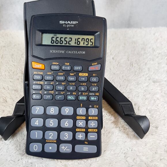 Sharp Scientific Calculator EL-501W New Batteries July2024 w/ Case & Cheat Sheet - Picture 1 of 10